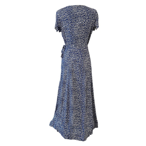 NWT Free People | Women's Blue White Animal Leopard Print Wrap Maxi Dress Size M - Picture 2 of 12
